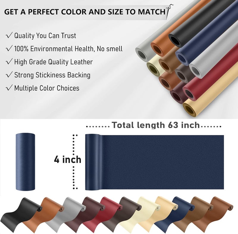 YAFLC Self Adhesive Leather Repair Tape Kit, 4"x 63" Leather Repair Patch for Furniture, Leather Repair Patch for Car seat, Sofas, Couch, Boat Seat Dark Blue - Image 5